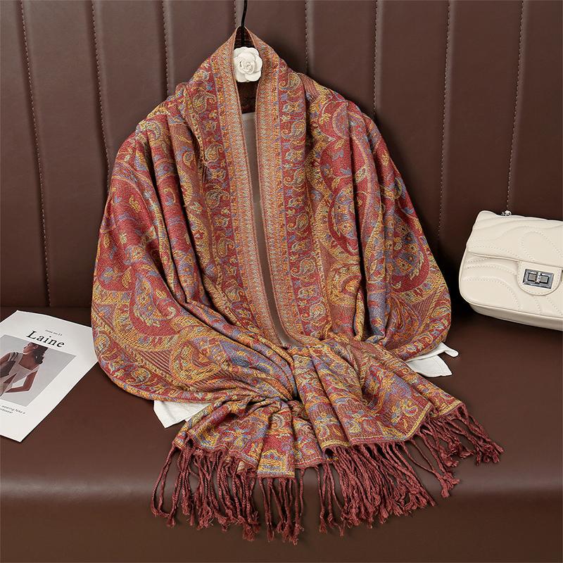 Пейсли Пашмина Шаль Шарф Женский Жаккардовый Кашемировый Принт Шарфы Цветы Бордюры Женский Кисточки Одеяло Накидки Этнические Шали