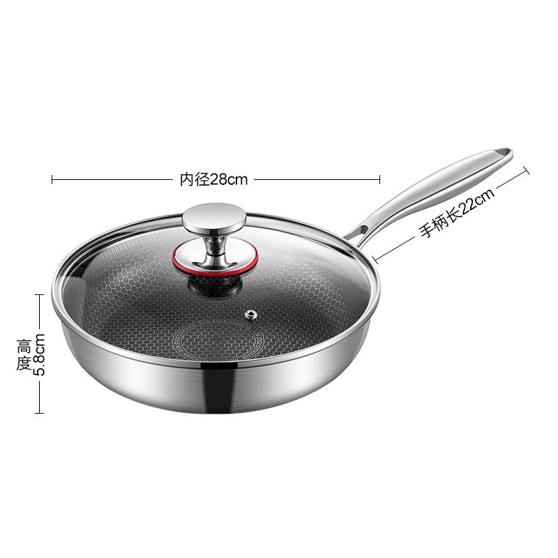 316 Stainless Steel Pan Honeycomb Non-stick Home Steak Pan Fried Egg Fish Pan Frying Pan Cookware  Wok Pan  Cast Iron Cookware