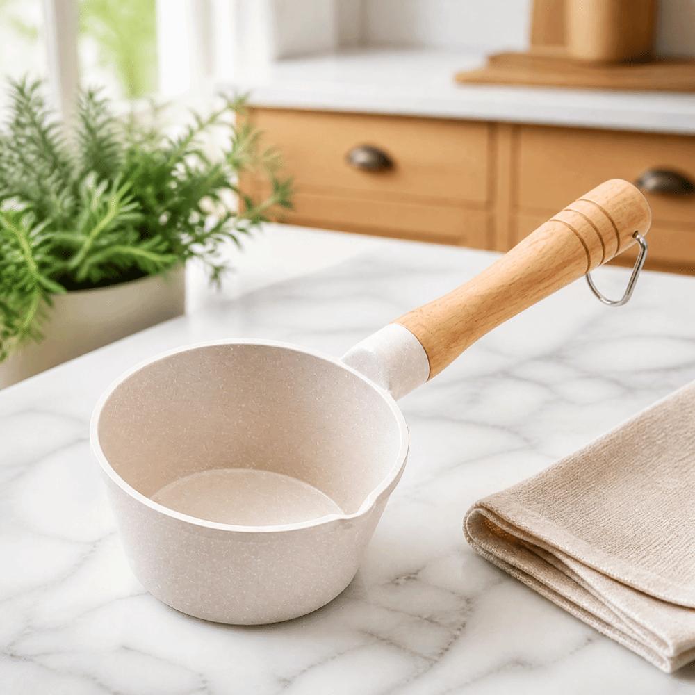 Non-Stick Frying Pan Maifan Stone Wood Egg Frying Pan Durable Butter Warmer Pan Home Kitchen