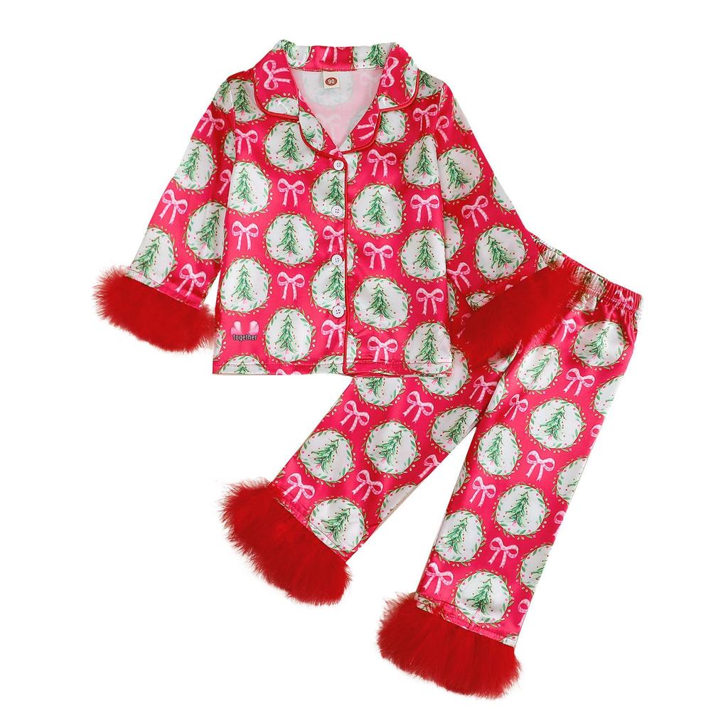 Trendy Girls' Plush Pajama Set - Autumn/Winter Long-Sleeved Top and Pants