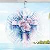 Metal Wind Spinner with 2D Rose Floral Cross Design Rotating Outdoor Garden Decor for Yard Patio Balcony