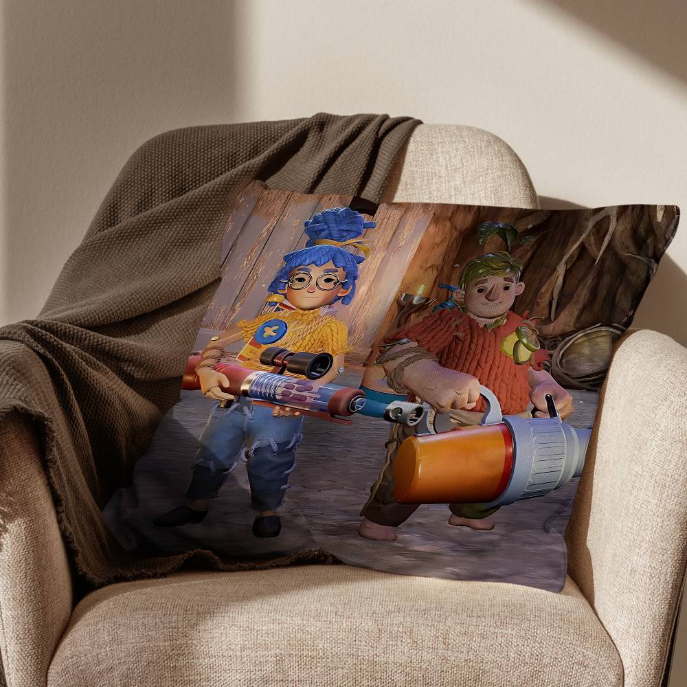 game It Takes Two Pillow Case Square DoubleSided Printing Short Plush Sofa Cushion Cover Bedroom Bedside Pillow