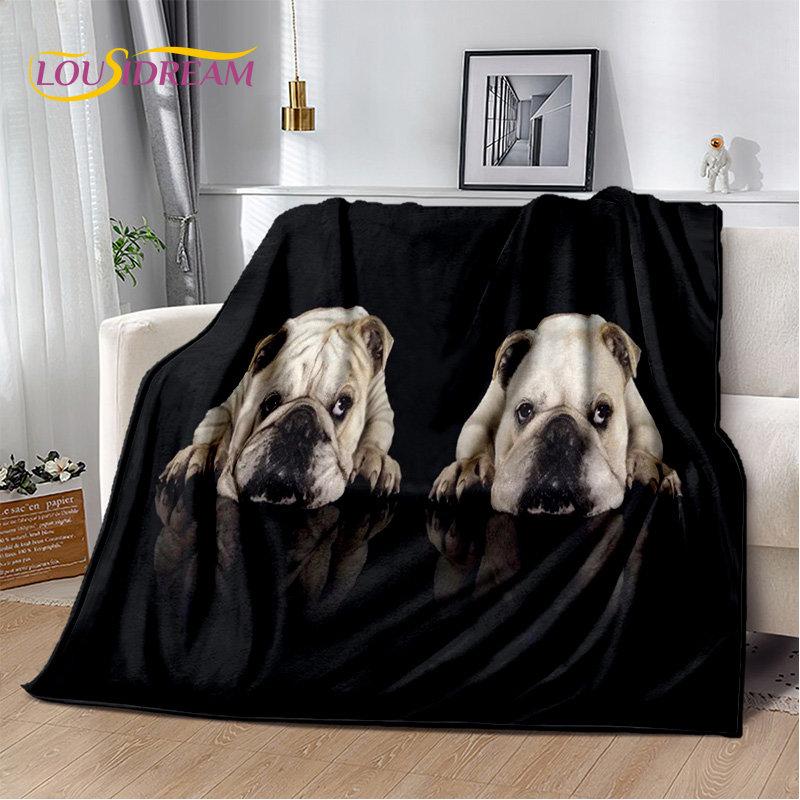 Cartoon French Pit Bull Dog Pet Soft Plush Blanket,Flannel Blanket Throw Blanket for Living Room Bedroom Bed Sofa Picnic Cover