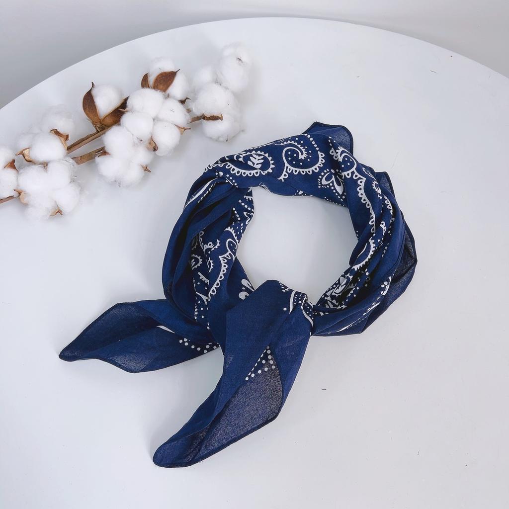 Pure Cotton Square Scarf Imitation Blue Dye Printing Cotton Handkerchief Small Silk Scarf Retro Ethnic Style Scarf Summer Neck Protection Scarf
