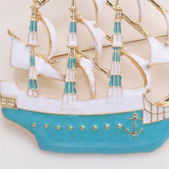 Pirate Boat Brooch Steam Boat Sailboat Shape Good Detail Stainless Exquisite Coat Collar