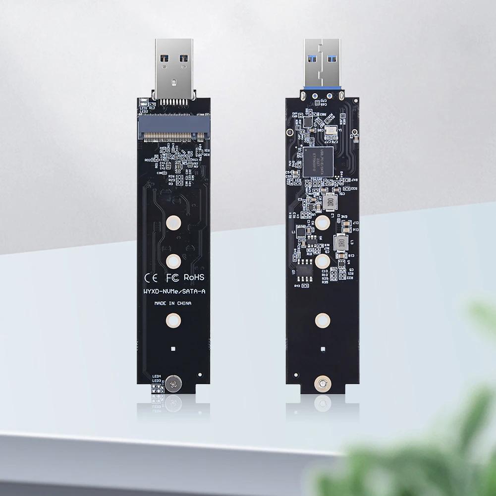 Адаптер NVME на USB 10 Гбит/с M.2 NVME USB 3.1 Адаптер Макс. 2 ТБ Двойной протокол NVMe SATA M2 SSD Плата для M.2 2230 2242 2260 2280 SSD