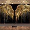 One-piece 2D flat elegant gold-wing party backdrop curtain featuring a golden wing design