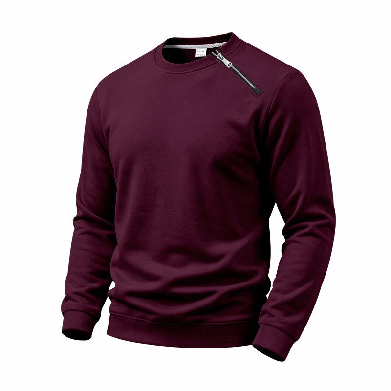 Men S Solid Color Fleece Lined Loose Casual Round Neck Sweatshirt
