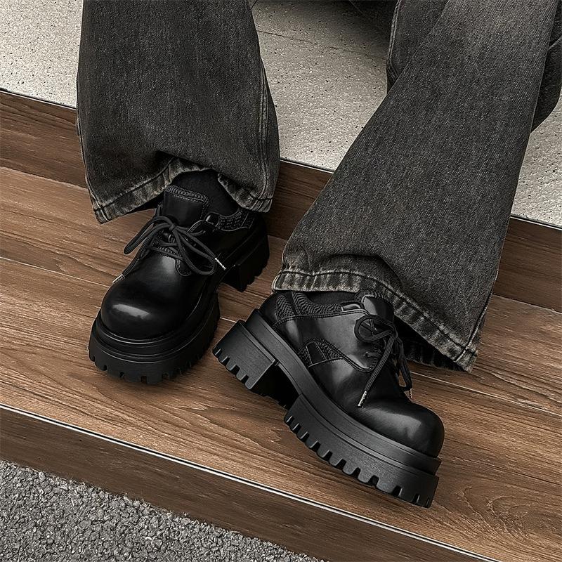 3610 туфли дерби с задранным носком на платформе мужские и женские нишевые парные повседневные кожаные туфли из натуральной кожи функциональный ветер высокая улица черные туфли