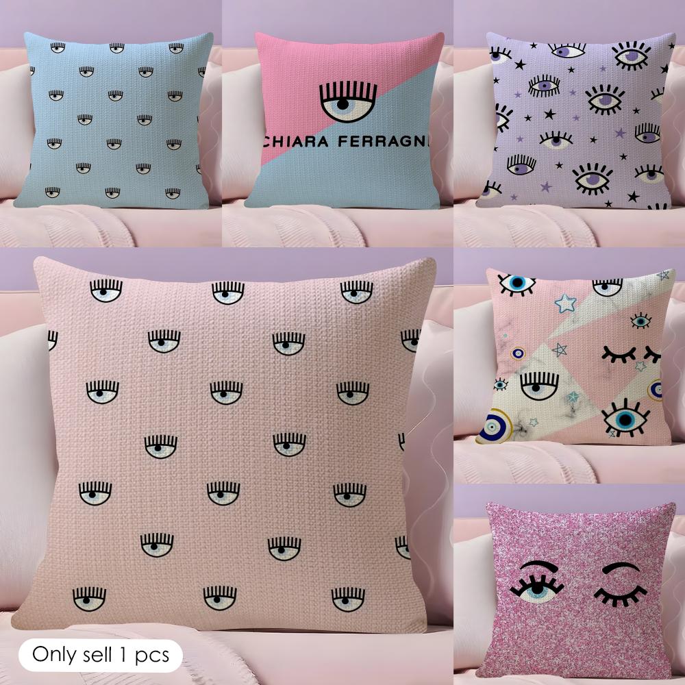 CChiara FFerragni Cushion Cover Natural Linen Organic Fabric DoubleSided Printing Couch Pillow Covers Home Decor