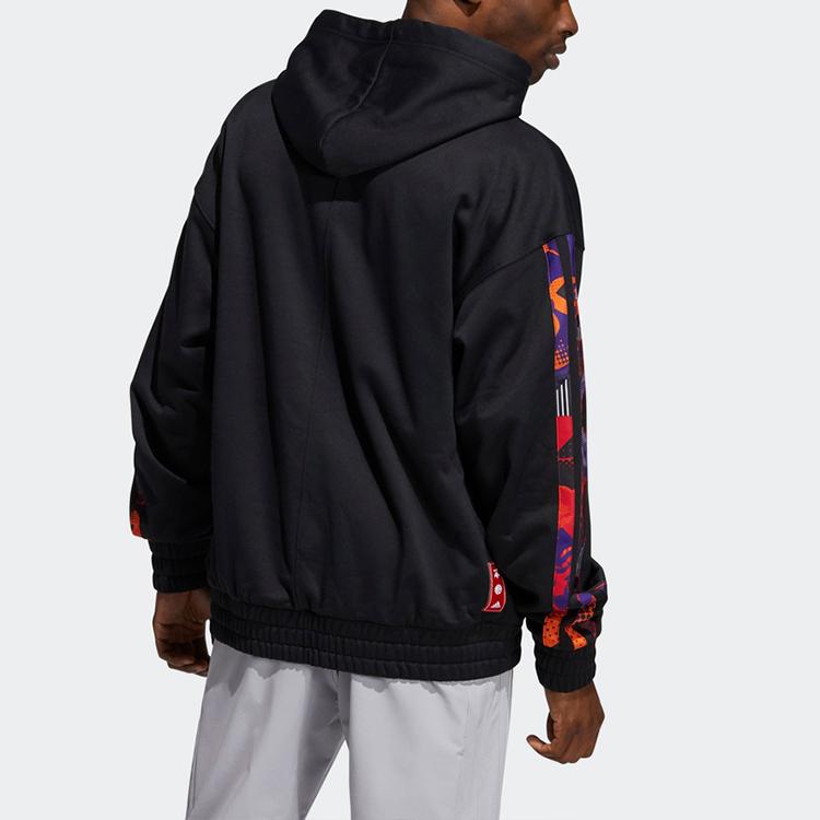 Adidas Пуловер с капюшоном и логотипом James Harden, баскетбольная толстовка, мужские топы, черный H37612