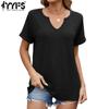 Women's Fashion Casual Summer Spring Solid Color Print Short Sleeve V-Neck Blouses & Shirts