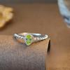 Water Drop Natural Peridot Ring 925 Sterling Silver Rings for Women with Green Stone