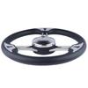 High-Quality Marine Steering Wheel - 3 Spoke Stainless Steel Boat Accessory with Comfortable Black Foam Grip