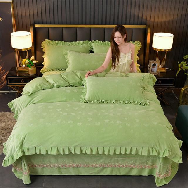 Тисненый бархатный стеганый кружевной комплект постельного белья King пододеяльник 220x240 комплект двуспального постельного белья с узором в виде сердца 4 шт. Queen 2 подушки Shams