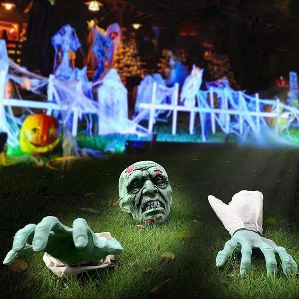 Skeleton Outdoor Decorations Halloween Stakes 3 Pieces Realistic Skull For Pathway Lawn Garden Front Door Yard Fence