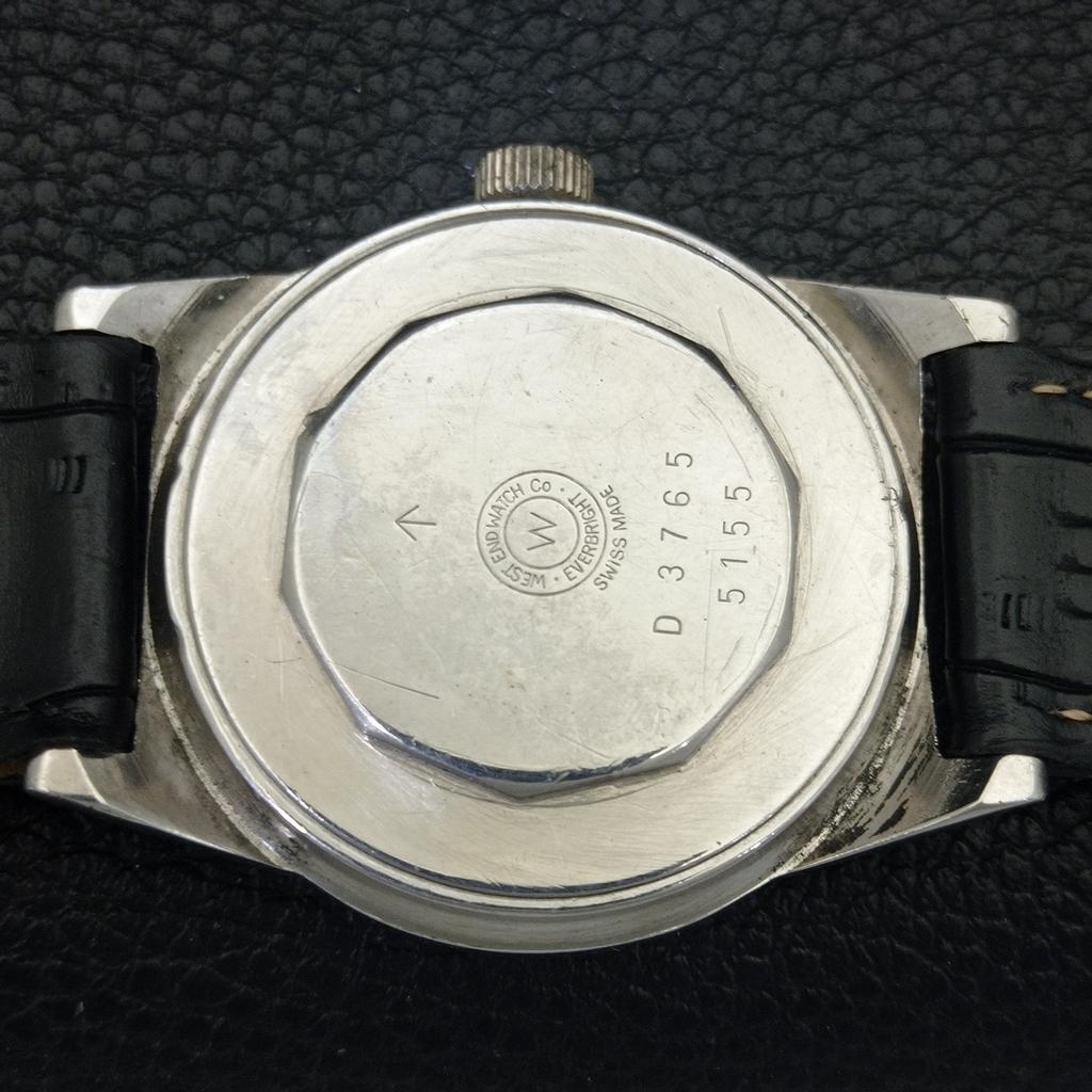 ВИНТАЖНЫЕ ШВЕЙЦАРСКИЕ ЧАСЫ С РУЧНЫМ ЗАВОДОМ WEST END WATCH CO ДЛЯ МАЛЬЧИКА, ЧЕРНЫЙ ЦИФЕРБЛАТ, a703797-1