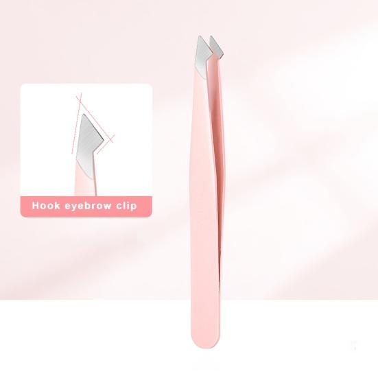 4 шт., пинцет для бровей из нержавеющей стали с чехлом из искусственной кожи, плоский косой кончик, прецизионный пинцет для лица, бровей, волос в носу, женский инструмент для макияжа