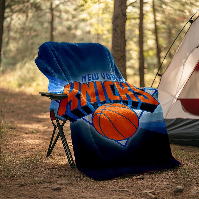 1pc New York Knicks Theme Blanket - Digital Print, Polyester, Cozy for All Seasons, Perfect for Outdoor, and Travel