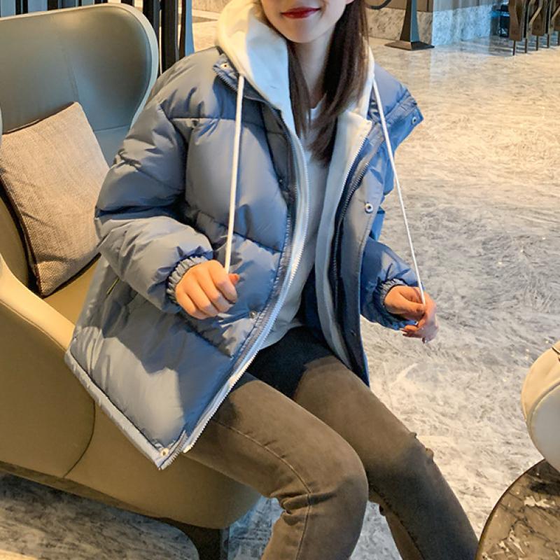 Женские зимние куртки-пуховики, толстые теплые пуховые пальто с хлопковой подкладкой, женские модные свободные короткие парки с капюшоном оверсайз