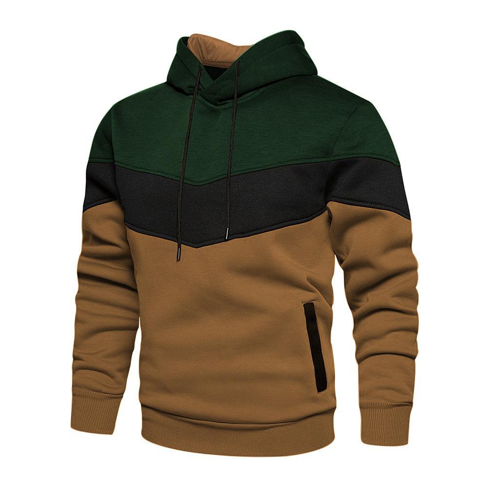 Spring and Autumn Men's Loose Casual Color Matching Hooded Sweatshirt
