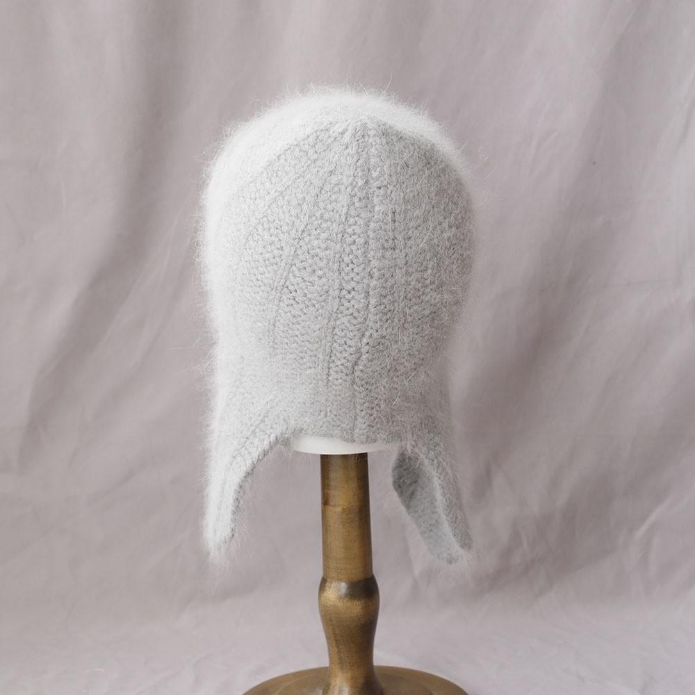 Rabbit Fur Angora Knitted Hat Soft Skullies Beanies Cozy Woman Knit Cap Winter Season