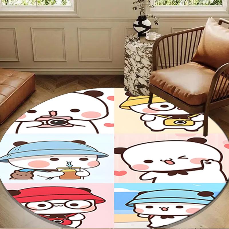 Bobo Dudu In Love Round Rug for Livingroom,Bedroom, Palyroom, Chair Rug, Area rug, Circle Carpet, Large Size Fan Christmas gift
