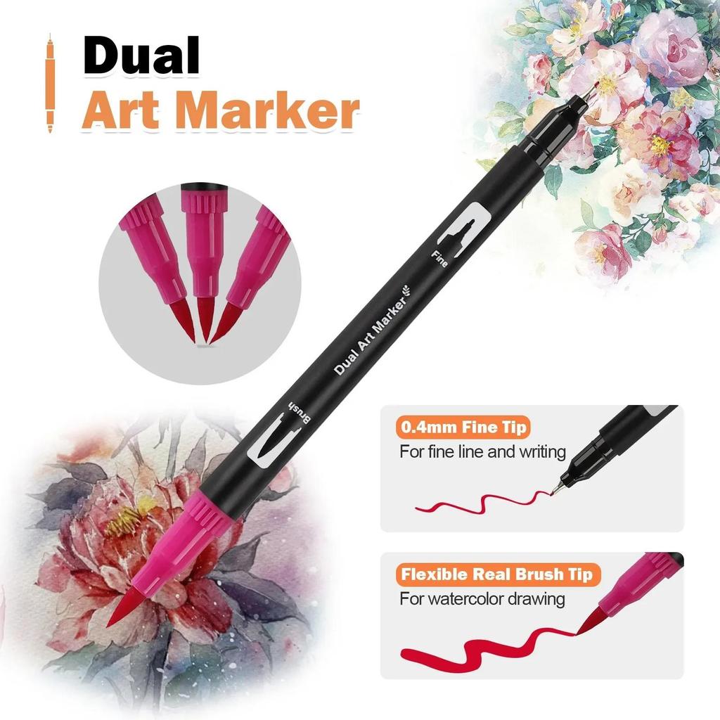 Dual Tip Brush Art Markers Pen 12/24/36/48/60/72/100/120/168 Colors Watercolor Pens for Drawing Painting Calligraphy Art Supplies