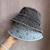 Summer Bucket Sunshade Hat Cotton Denim Material And Embroidered Cartoon Women