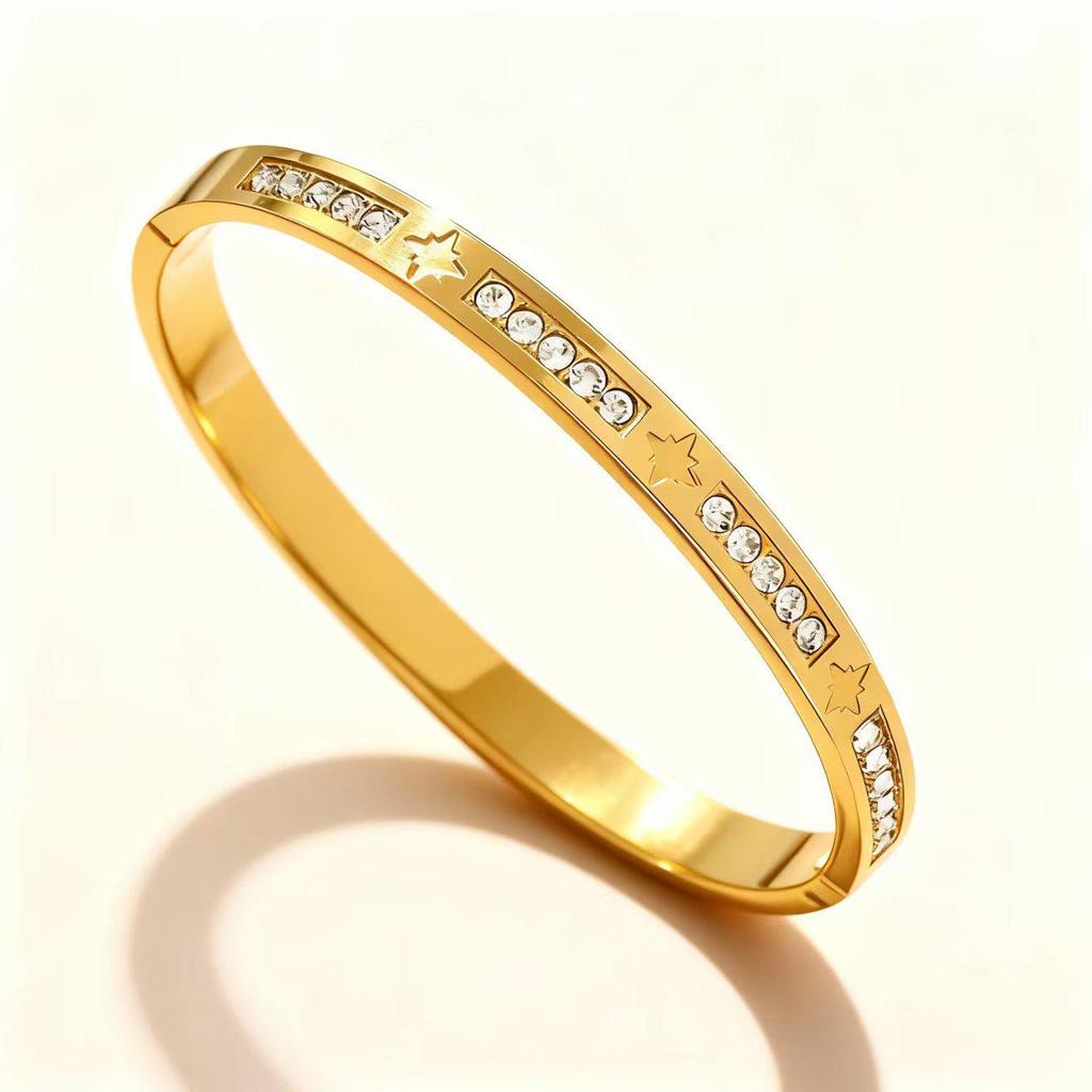 Elegant Roman Numeral Intertwined Titanium Steel Bracelet for Women - Diamond Inlaid, Double Layer, Colorfast Jewelry