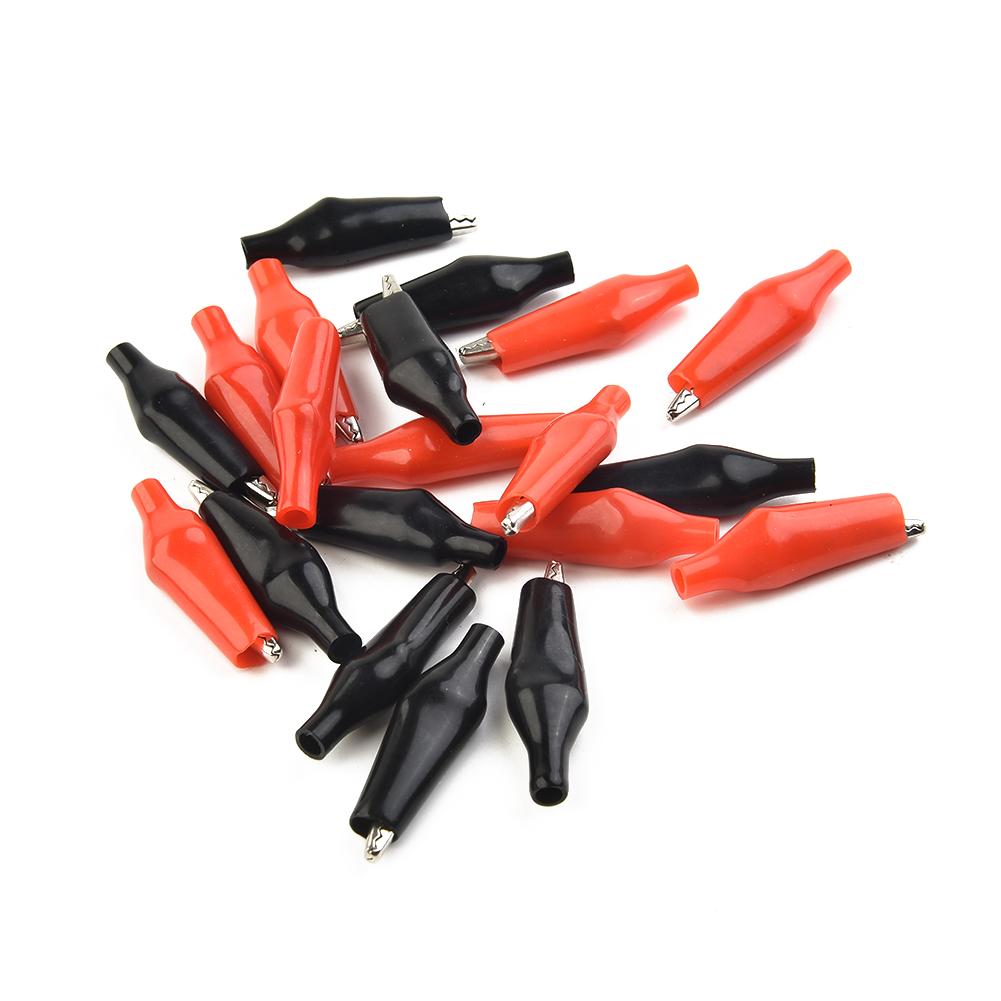 Крокодиловые зажимы-крокодилы, набор инструментов, черное/красное пластиковое покрытие