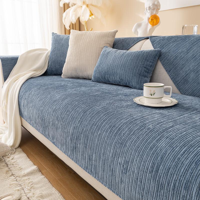 Chenille Sofa Cushion Four Seasons Universal Simple Modern Non-Slip Leather Sofa Cover Solid Color Cushion Backrest Towel Cover Cloth