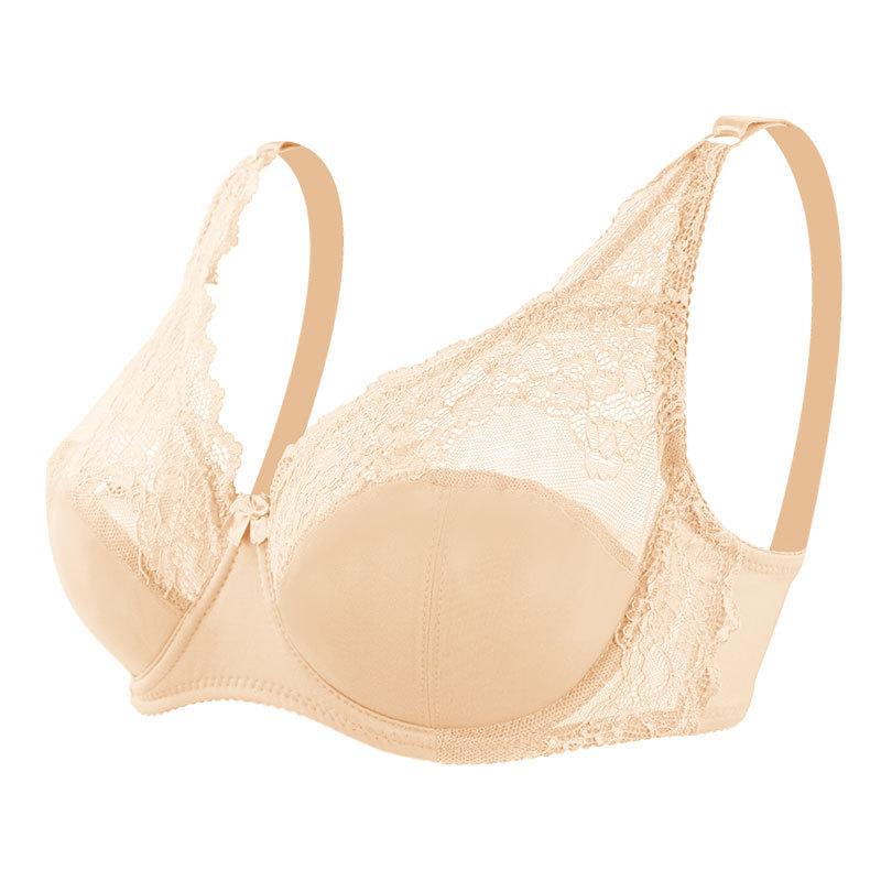 Plus Size Women Ultrathin Bra Underwire Push-Ups Lace Bras Brassiere Larger Breast Solid Color 3/4 Big Cup 38-44 BC