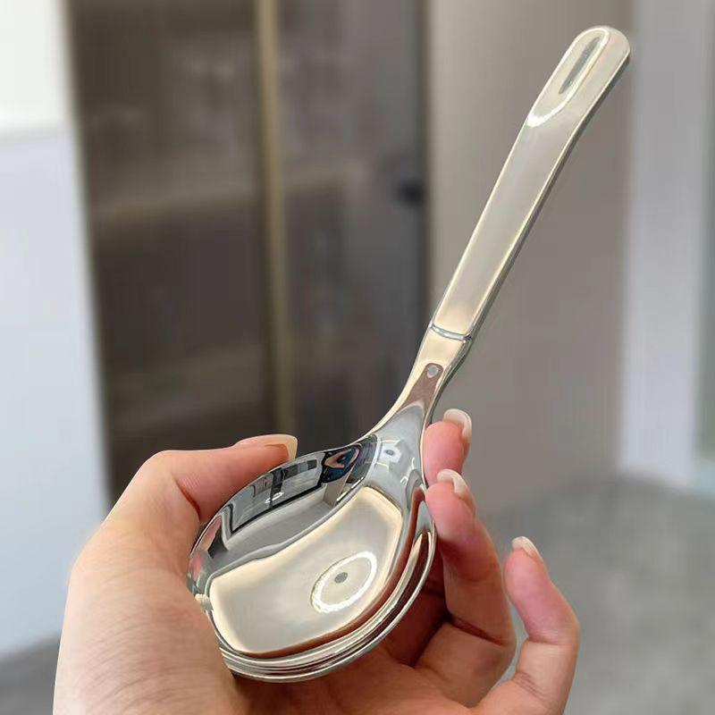 Круглая ложка из нержавеющей стали, сетка, красная, золотистая, для ужина, с длинной ручкой, десертные ложки для перемешивания, кухонные аксессуары, гаджеты