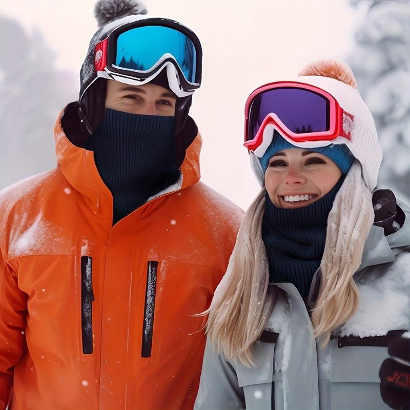 1PC Elegant Solid Color Polyester Scarf - with Velvet Lining - Retractable Knitted Neck - Warm