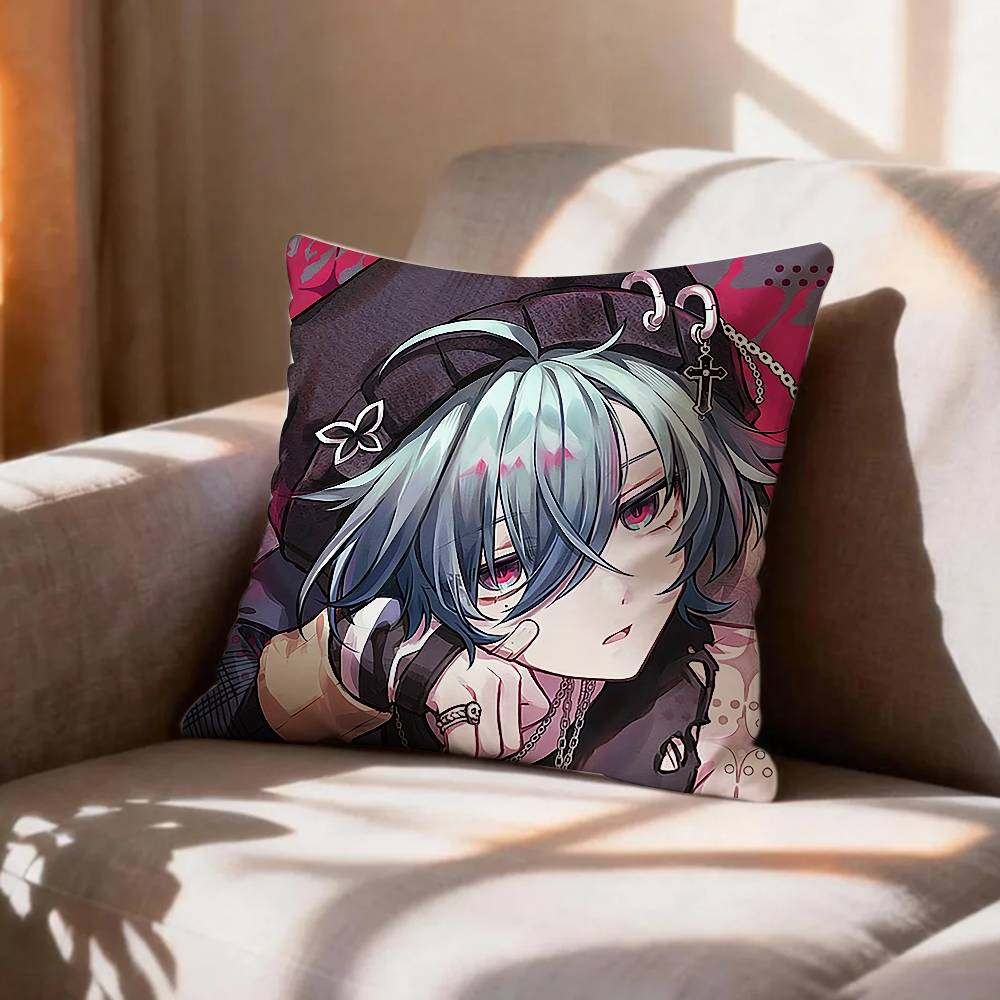 Genshin Impact Cryo LLohen Polearm   Pillow Case Pattern Printed Pillowcase For Living Room Sofa Cushion Cover