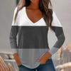 Womens Long Sleeve Tops V Neck Shirts Casual Stripe Print Basic Trendy Tee Blouses Fall Tunic Outfits Fitted T Shirts