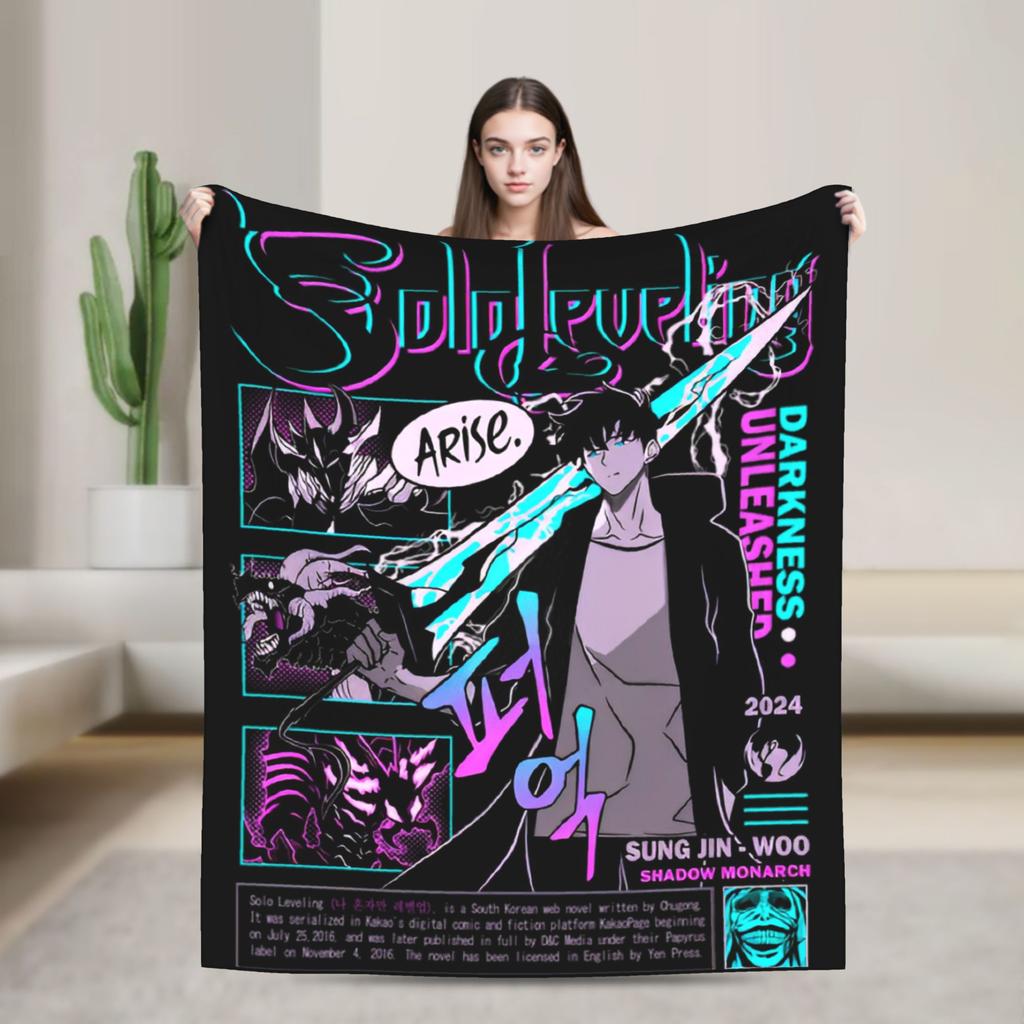 Поднятие уровня в одиночку Сон Джин У Шерстяные одеяла Убийца рыцарей Аниме Мода Плед для покрывала 150*125см Легкий