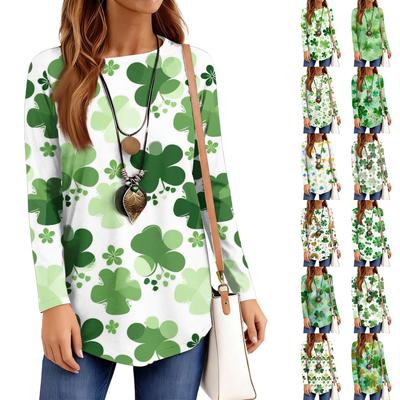 Женская свободная футболка с круглым вырезом, рукавами реглан, принтом и длинными рукавами, пуловер