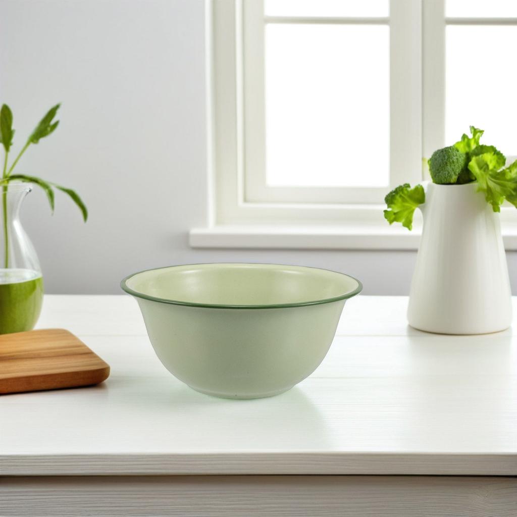 Vintage Enamel Bowl 15.5Cm Retro Soup Noodle Serving Mixing Basin For Kitchen Dining Asian Ramen Hotpot Wear Resistant