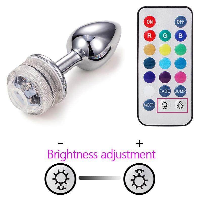 Светодиодная Анальная пробка, металлическая анальная пробка со светом, секс-игры для пар, светящаяся анальная пробка, массаж простаты, Анальная пробка, хвост, эротические игрушки