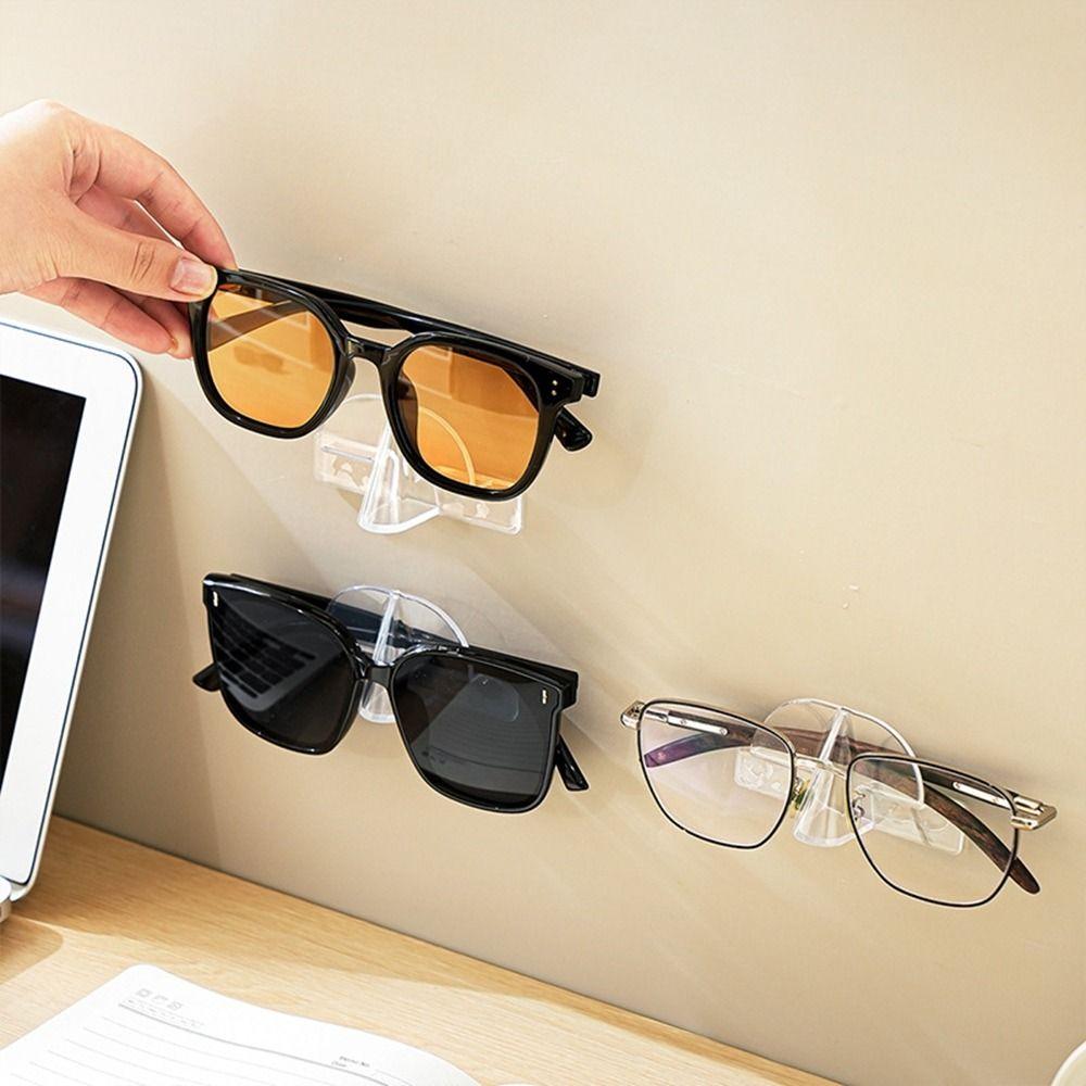 10Pcs Clear Glasses Storage Rack Self Adhesive Glasses Wall Holder Glasses Display Holder for Home