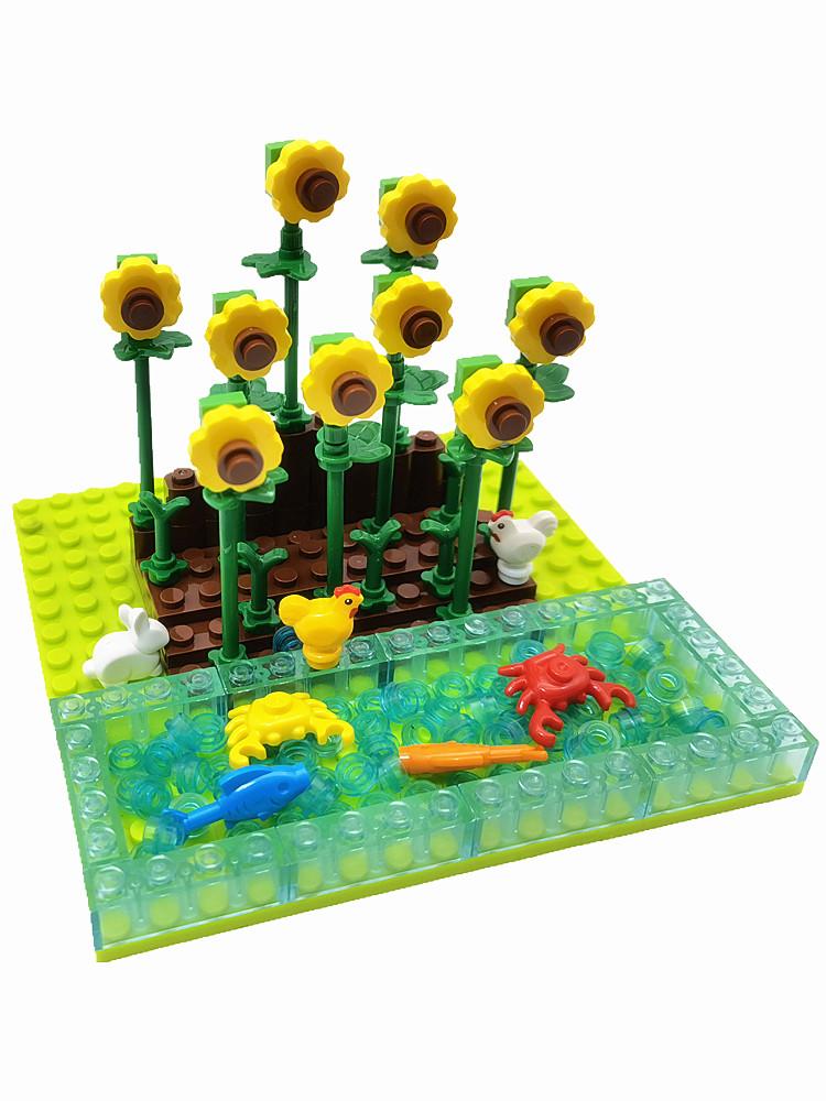 Farm Sunflowers Trees Bricks Blocks for Children MOC City Building Toys Animals Acc Bloques Compatible Classic Mini Blocks Parts