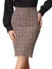 Юбка твид Allegra K, Клетчатый узор, С высокой талией, Офисный стиль, Юбка-карандаш, Длина до колена, Облегающий стиль, Женская, Бордовый, Размер XL