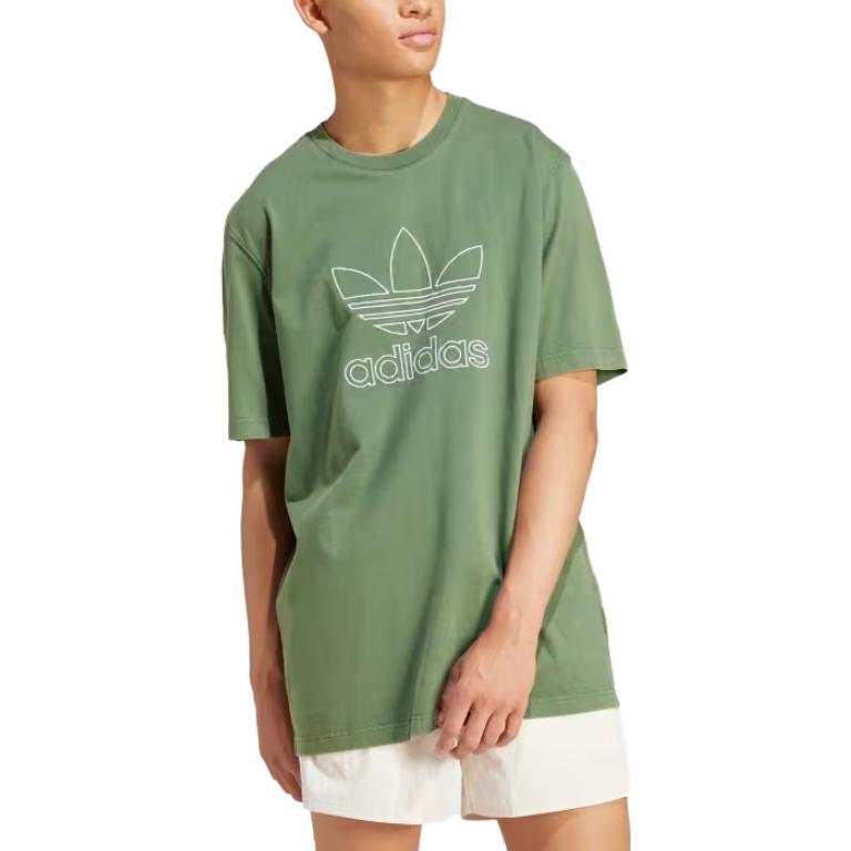 adidas Футболка Adicolor Outline Trefoil Green Oxide для мужчин в уличном стиле IR7993