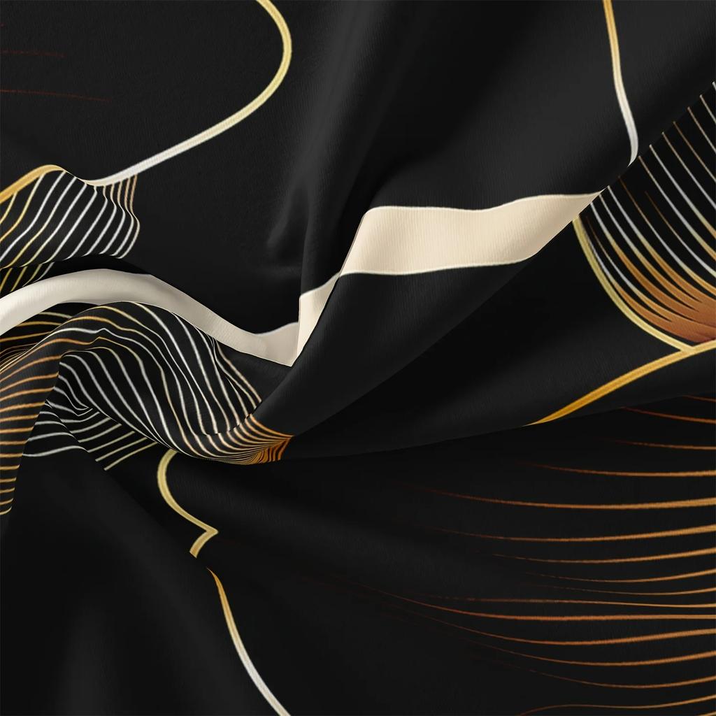 Современный Роскошный Черно-Золотой Постельный Комплект с Цветочным Принтом, Мягкий Удобный Пододеяльник, Для Спальни, Гостевой Комнаты