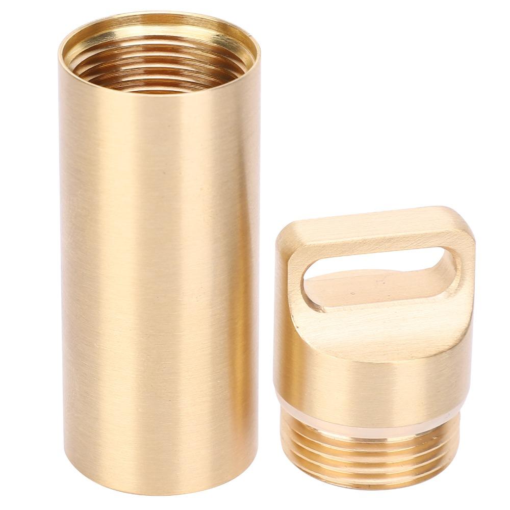 Brass Tablet Container Waterproof Pill Container Durable Capsule Box Holder Outdoor Travel