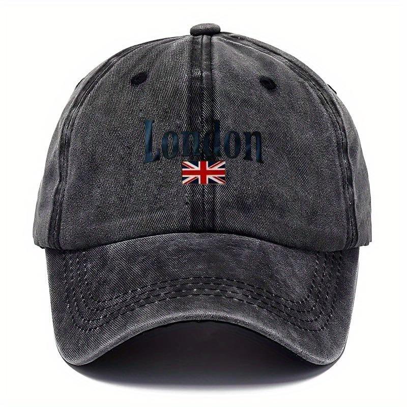 Унисекс винтажная бейсболка с вышивкой "London" и дизайном флага Union Jack - Дышащая, легкая ткань для путешествий на открытом воздухе