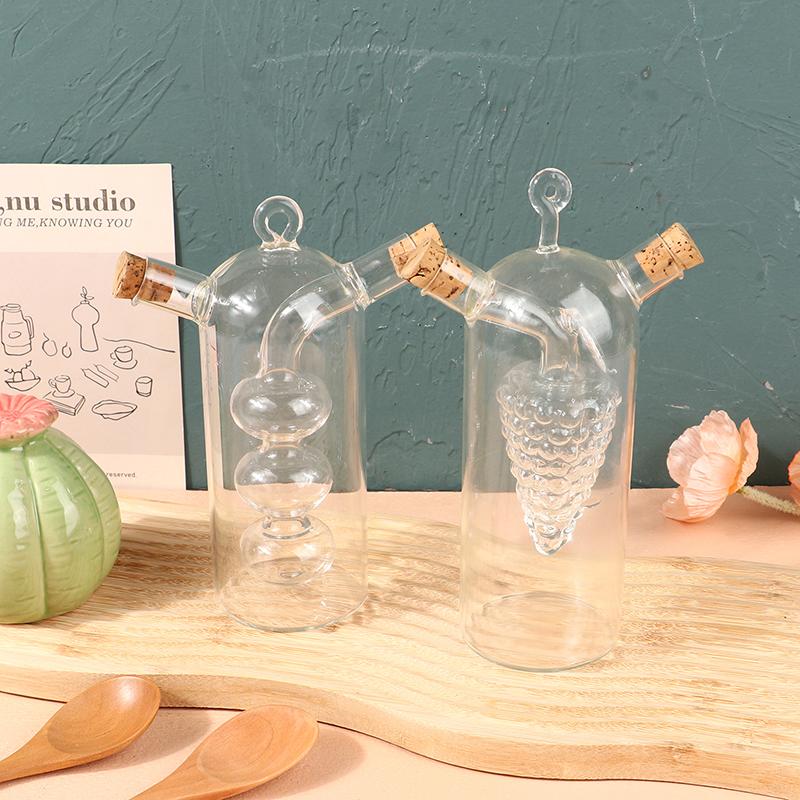 1 шт. 2-в-1 двухслойная бутылка, соус, масло, уксус, стеклянная бутылка, герметичные кухонные бутылки для хранения приправ, банки, кухонные инструменты