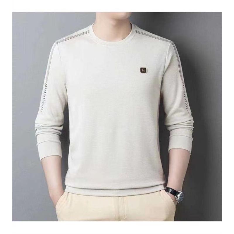 Осенняя новая футболка с длинными рукавами, мужской свитер с круглым вырезом и принтом для молодежи и среднего возраста